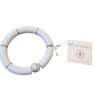 Meghan Browne Style Harry White Resin Beaded Chunky Stretch Bracelet